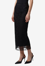 Dolce & Gabbana High-Rise Sheer Lace Midi Skirt Black F4CRAT-FLRFE-N0000