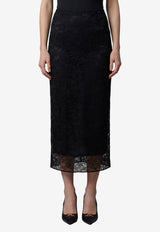 Dolce & Gabbana High-Rise Sheer Lace Midi Skirt Black F4CRAT-FLRFE-N0000