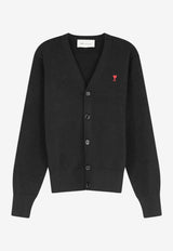AMI PARIS Ami De Coeur Wool Cardigan Black HKC361001009_NOIRROUGE_70231685