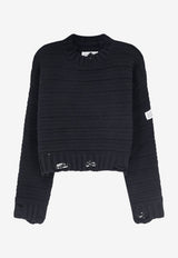 MM6 Maison Margiela Destroyed Wool Sweater Blue S52HL0031M13040900_BLACK_70014376