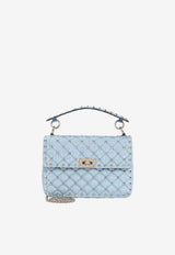 Medium Rockstud Leather Top Handle Bag