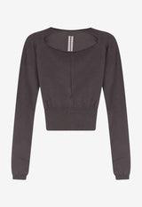 Rick Owens Cropped Wool Sweater Gray RP02F5617ML78_Drkdust_70376499