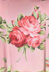 Dolce & Gabbana Bouquet Rose Print Maxi Silk Dress Pink F610OTFSA8QHF5ZN_BOUQUET ROSE_40005284