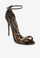 Dolce & Gabbana Keira 105 Leopard Print Sandals in Polished Leather Brown CR1339AM568HA93M_LEO_70014071