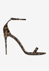 Dolce & Gabbana Keira 105 Leopard Print Sandals in Polished Leather Brown CR1339AM568HA93M_LEO_70014071