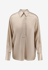 Brunello Cucinelli Long-Sleeved Silk Shirt Beige M0C59MQ605C9643_SAND_40000233