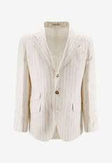 Brunello Cucinelli Pinstripe Single-Breasted Blazer Beige MZ4127BWDC6190_PANAMA_58257015