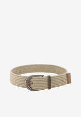 Brunello Cucinelli Shiny Loop Woven Linen Belt Beige M0NALC523CGREG_Greggio_60018059