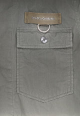 Dolce & Gabbana Logo Patch Short-Sleeved Shirt Gray G50E3TFU5YPN0755_GRIGIO SCURO 4_40005344