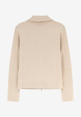 Maison Margiela Wool-Blend Ribbed Zip-Up Cardigan Beige S51HP0035S17781105F_BROWN_70013724