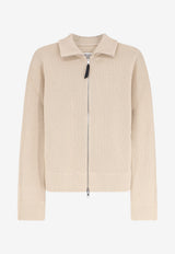 Maison Margiela Wool-Blend Ribbed Zip-Up Cardigan Beige S51HP0035S17781105F_BROWN_70013724