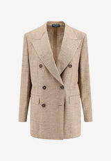 Dolce & Gabbana Double-Breasted Linen Blend Jacket Beige F29YFTHUMWCS8230_Melangebiancobeige_40005197