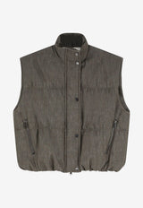 Brunello Cucinelli Sleeveless Twill Vest Green MB1257605C004_OLIVEGREEN_70211152