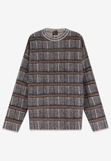 Giorgio Armani Oversized Stripe Ribbed Sweater Gray GM004438AF30091FB074_BLACK_70231702