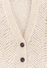 Brunello Cucinelli Mohair Blend Knitted Cardigan Ivory MRG562506CEZ53_Avorio_70014765
