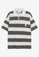 AMI PARIS Ami De Coeur Stripe Polo T-shirt Gray HPL432KN0153/S_AMI-A152