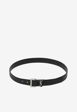 Saint Laurent Cassandre Smooth Leather Belt Black 634437BOO0E/T_YSL-1000