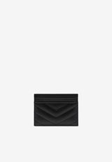 Saint Laurent Cassandre Grained Leather Cardholder Black 423291BOW02/T_YSL-1000