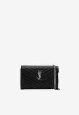 Saint Laurent Classic Cassandre Quilted Leather Chain Clutch Black 377828BOW02/T_YSL-1000