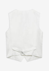 Weekend Max Mara Pace Sleeveless Linen Waistcoat White WKDPACELI/S_MAXMW-001