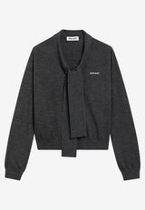 Miu Miu Wool Knit Cardigan with Scarf Gray MMF03XOOO6068/T_MIU-F0308