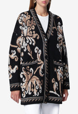 Etro Jacquard Knit Wool Cardigan Black WRKE0159AQ12U/T_ETRO-N0000