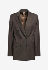 Max Mara Unione Double-Breasted Tailored Blazer Dark Brown MXMUNIONEWO/T_MAXM-008