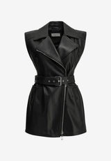 Sportmax Favella Sleeveless Belted Leather Jacket Black 2622446031600SPXFAVELLA002_ca48bc8a-d4bc-424d-8dbb-cf3872a2856b