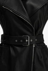Sportmax Favella Sleeveless Belted Leather Jacket Black 2622446031600SPXFAVELLA002_ca48bc8a-d4bc-424d-8dbb-cf3872a2856b