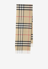 Burberry Check Fringed Cashmere Scarf Beige 8076576--A7026