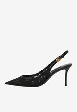 Dolce & Gabbana Cardinal 75 Taormina Lace Slingback Pumps Black CG1049-A0610-8B956