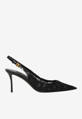 Dolce & Gabbana Cardinal 75 Taormina Lace Slingback Pumps Black CG1049-A0610-8B956