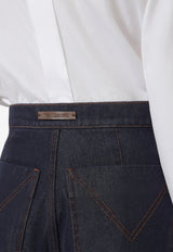 Max Mara Wide-Leg Denim-Effect Quatto Pants Blue 2621136032600-10564-001