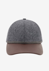 Brunello Cucinelli Monili Strap Wool and Leather Baseball Cap Gray MCAP90223C004_GRIGIO SCURO_70014888