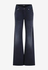 Curved-Waist Flared Pants