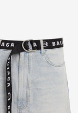 Belted Denim Shorts