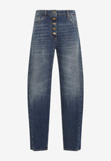 Balloon-Fit Denim Pants