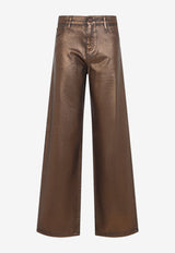 Metallic Coated Denim Pants