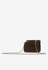 Valentino Small Rockstud Spike Suede Crossbody Bag Brown 9W2B0123-KQQ-0TO
