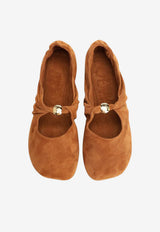 Loewe Pebble Suede Soft Ballet Flats Brown LLPF466X04--2530