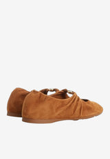 Loewe Pebble Suede Soft Ballet Flats Brown LLPF466X04--2530