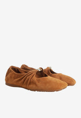 Loewe Pebble Suede Soft Ballet Flats Brown LLPF466X04--2530