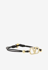 Valentino VLogo Crystal Embellished Cord Bracelet Black 9W2J0X85-RLV-EDM