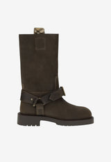 Burberry Suede Mid-Calf Saddle Boots Brown 8113016--C1173