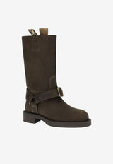 Burberry Suede Mid-Calf Saddle Boots Brown 8113016--C1173