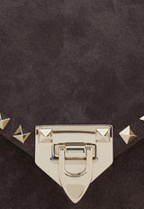 Valentino Small Rockstud Suede Crossbody Bag Brown 9W2B0T76-KQQ-0TO