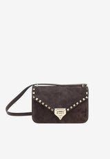 Valentino Small Rockstud Suede Crossbody Bag Brown 9W2B0T76-KQQ-0TO