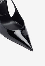 Christian Louboutin Miss Z 100 Patent Leather Slingback Pumps Black 1260473--B439