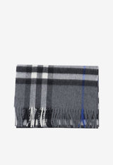 Burberry Cashmere Check Fringed Scarf Gray 8112642--C3384