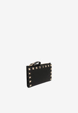 Valentino Rockstud Grained Leather Zip Cardholder Black 9W2P0605-VSH-0NO